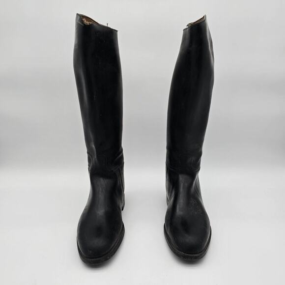 Aigle Black tall leather lined waterproof rain riding boots 41/9 - Picture 2 of 14